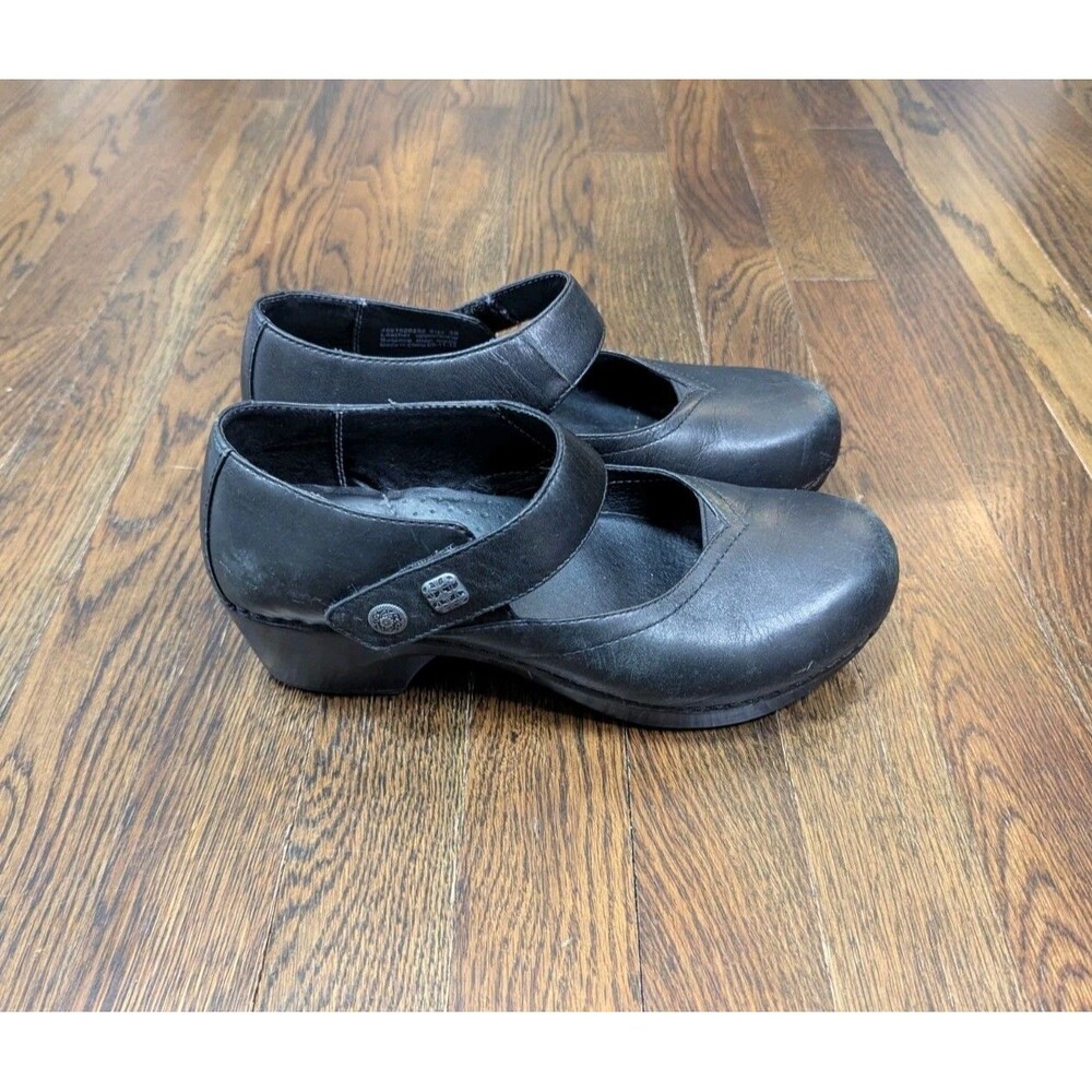 Dansko Tandy Mary Jane Leather Shoes Women's EU38-US7.5 Black Clog Pump Heel
